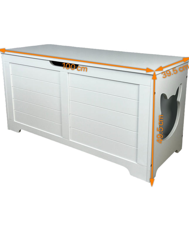 39.4" Top open Cat Litter Box Enclosure Furniture, Cat Washroom, Hidden Litter Box Cover, Cabinet for Large Cat, Dog Proof Cat Litter Boxes, Hideaway Litter Box, Cat House, White