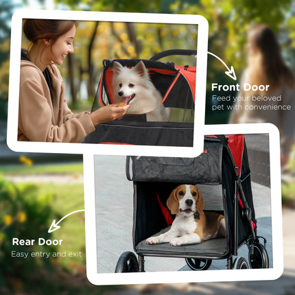 Dog Stroller , One-Click Foldable Pet Stroller, Shock Absorption Wheels