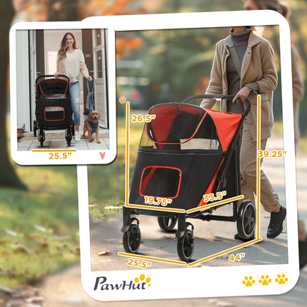 Dog Stroller , One-Click Foldable Pet Stroller, Shock Absorption Wheels