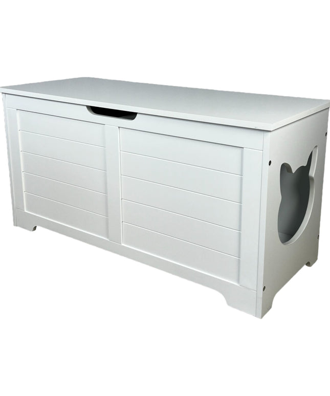 39.4" Top open Cat Litter Box Enclosure Furniture, Cat Washroom, Hidden Litter Box Cover, Cabinet for Large Cat, Dog Proof Cat Litter Boxes, Hideaway Litter Box, Cat House, White