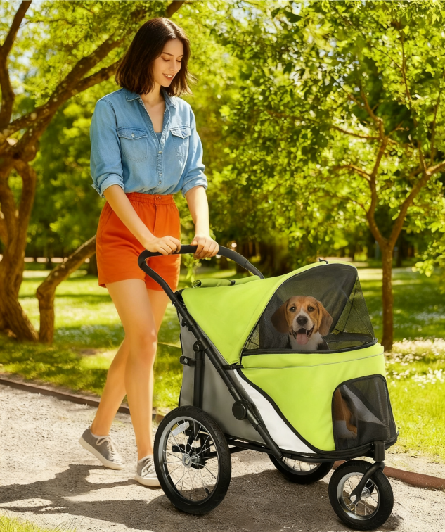 Dog Stroller , One-Click Foldable Pet Stroller, Shock Absorption Wheels